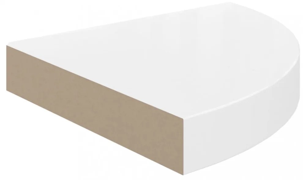 2 db magasfényű fehér MDF lebegő sarokpolc 25 x 25 x 3,8 cm