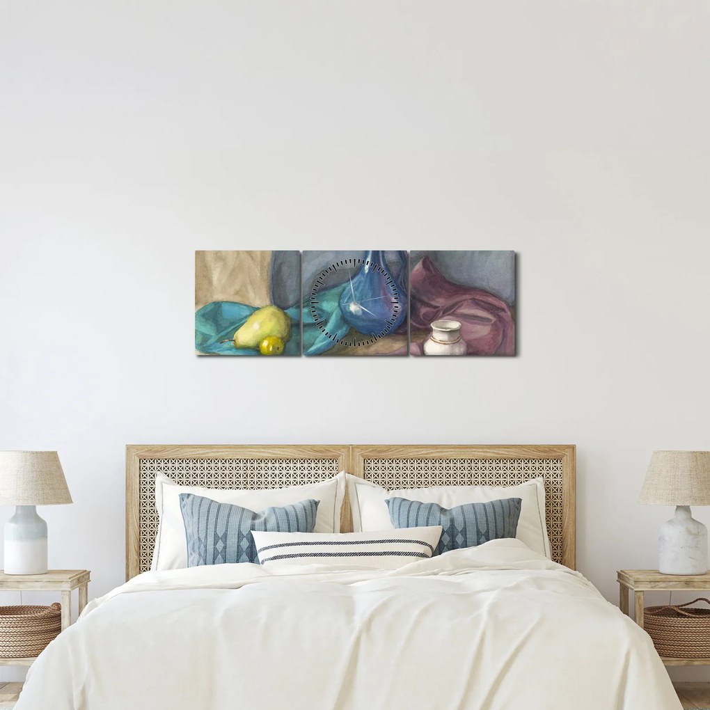 Kép - festett csendélet (órával) (90x30 cm)