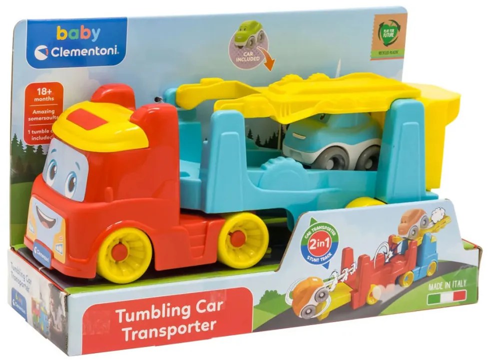 Színes Team Red bukfenceztető autószállító 2 az 1-ben Clementoni