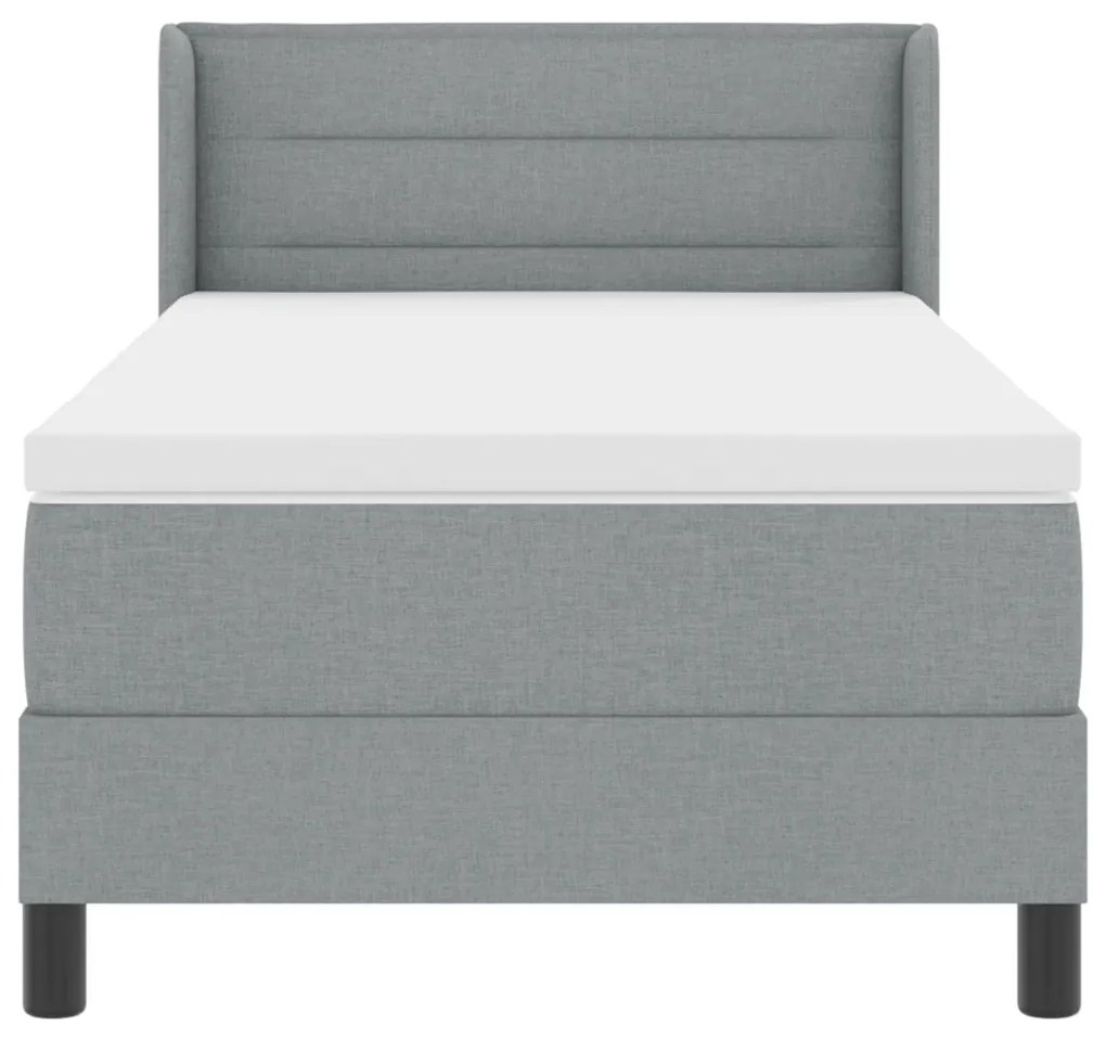 Boxspring Ágy Mattal, Világosszürke, 80x200 cm, Szövet