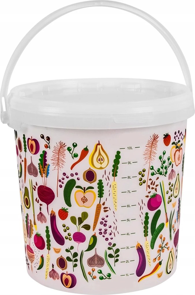 Élelmiszer Vödör 10L Fedővel Zöldség Gyümölcs