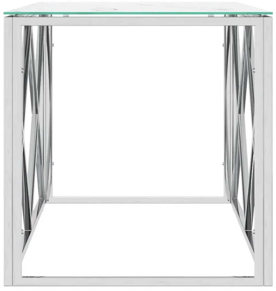 Üveg és rozsdamentes acél dohányzóasztal 110x45x45 cm