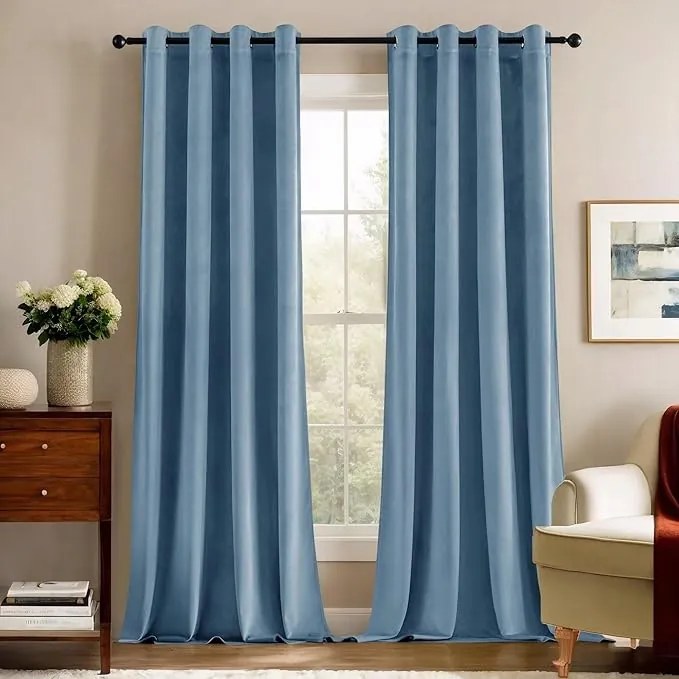 Deconovo Bársony sötétítő függöny 2 db 140x175 Kék