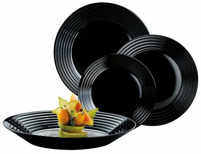Luminarc HARENA üveg étkészlet 18 részes 6 személyes fekete N5162