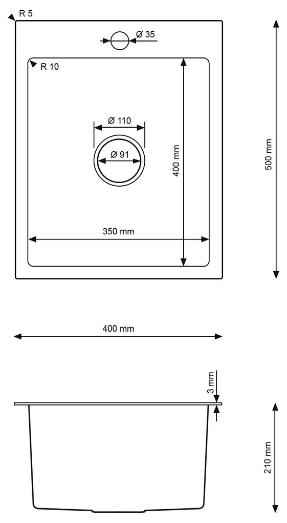 Erga HD, 1 kamrás acél mosogató 400x500x210 mm, arany matt, ERG-MLS-HD4050G