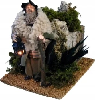 Pásztor Mozgatható Betlehem Figura világító zseblámpával 12cm magas figurákhoz