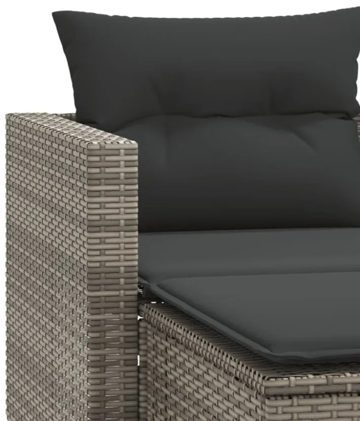 2 személyes szürke polyrattan kerti kanapé zsámolyokkal