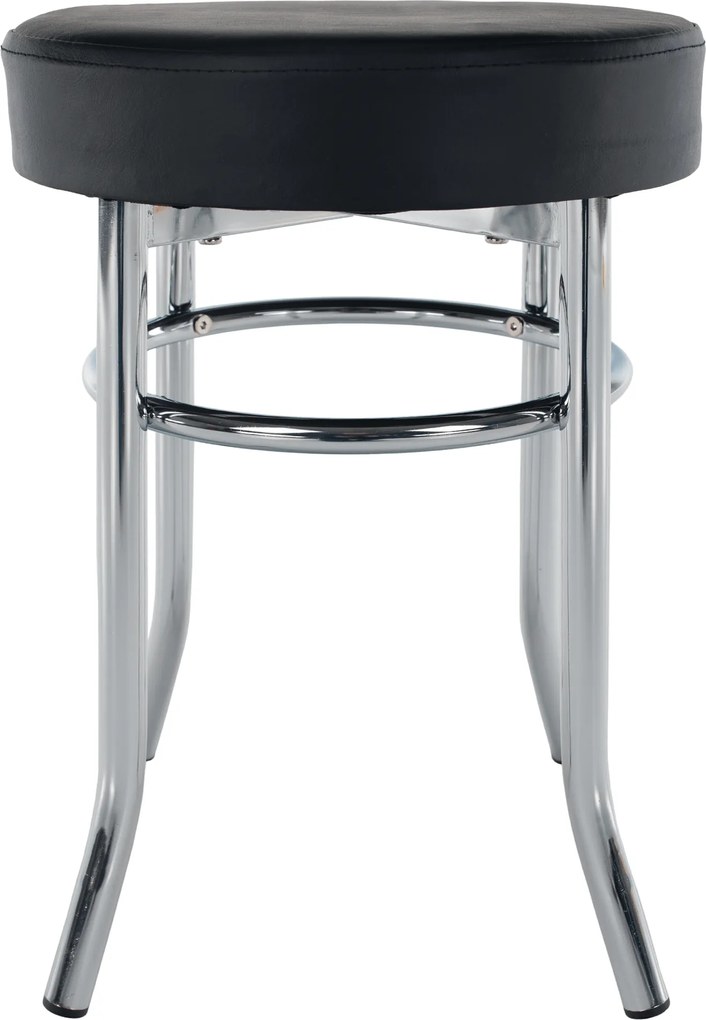 Puff, króm + textilbőr fekete, IRENA