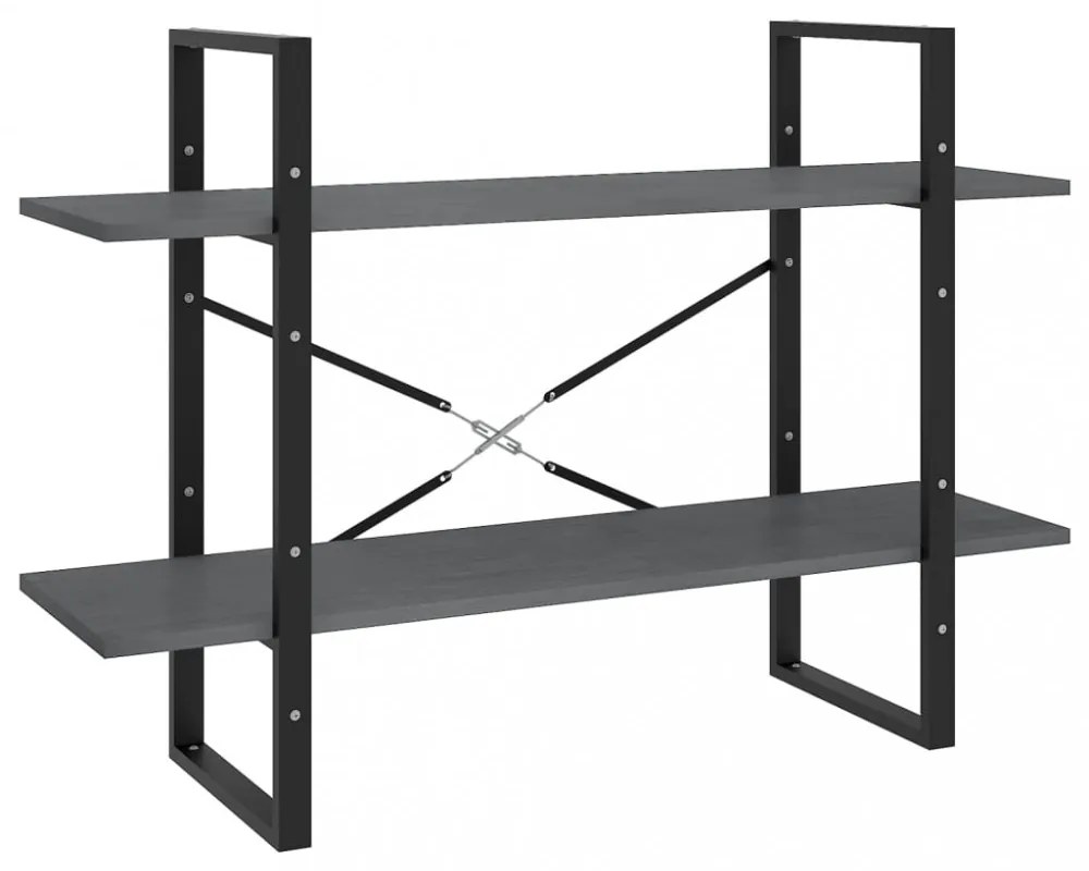 kétszintes szürke tömör fenyőfa könyvszekrény 100 x 30 x 70 cm