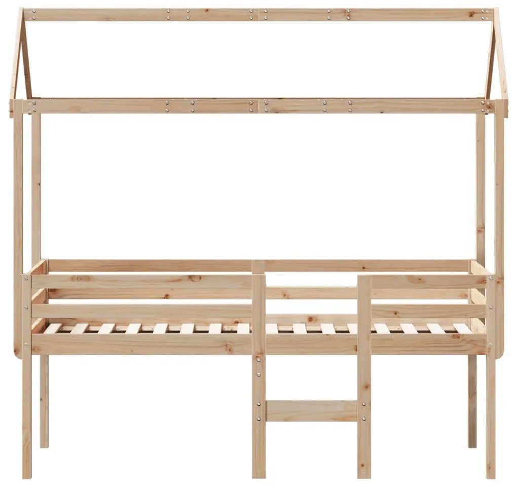 tömör fenyőfa magasított ágy tetővel 90 x 200 cm
