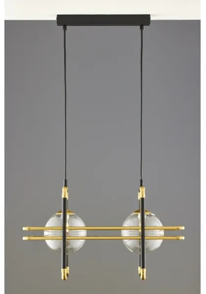 Jupiter 2029 - Csillár zsinóron FIORI 2xG9/10W/230V fekete/arany/átlátszó