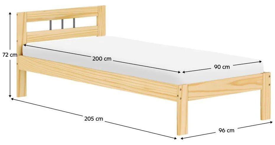 Egyszemélyes ágy 90x200 cm Joja (természetes). 1119521