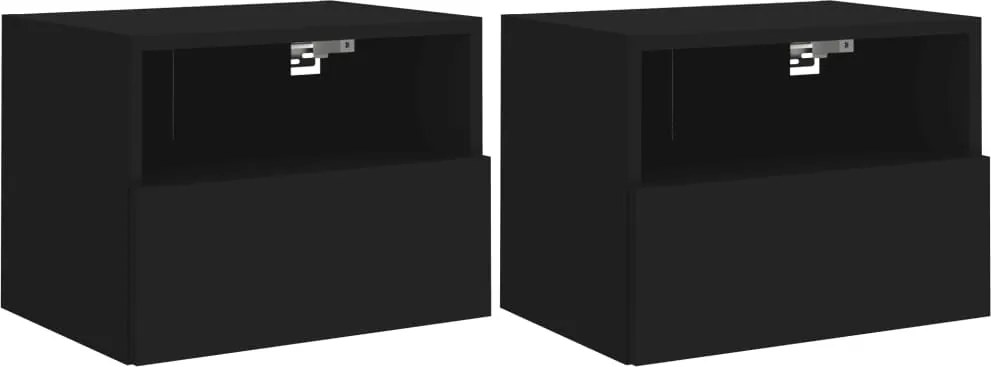 vidaXL 2 db fekete szerelt fa fali TV-szekrény 40 x 30 x 30 cm