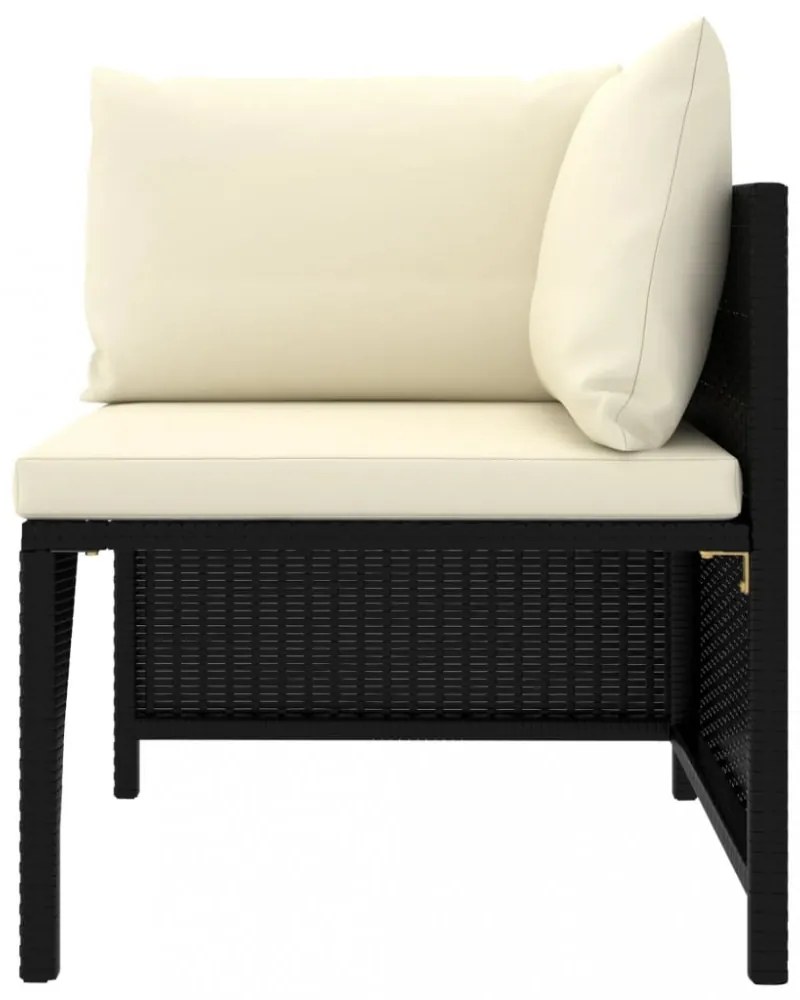 vidaXL 8 részes fekete polyrattan kerti bútorszett párnákkal