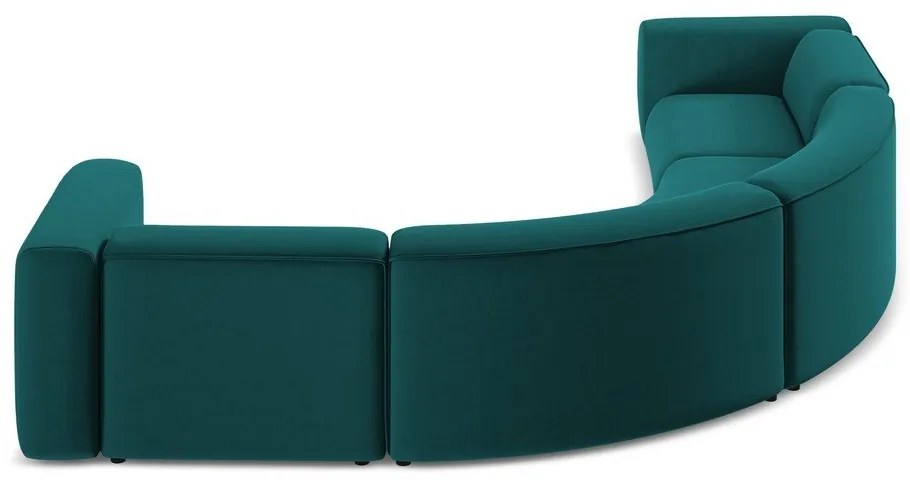 Türkiz bársony sarokkanapé Ekahi – Makamii