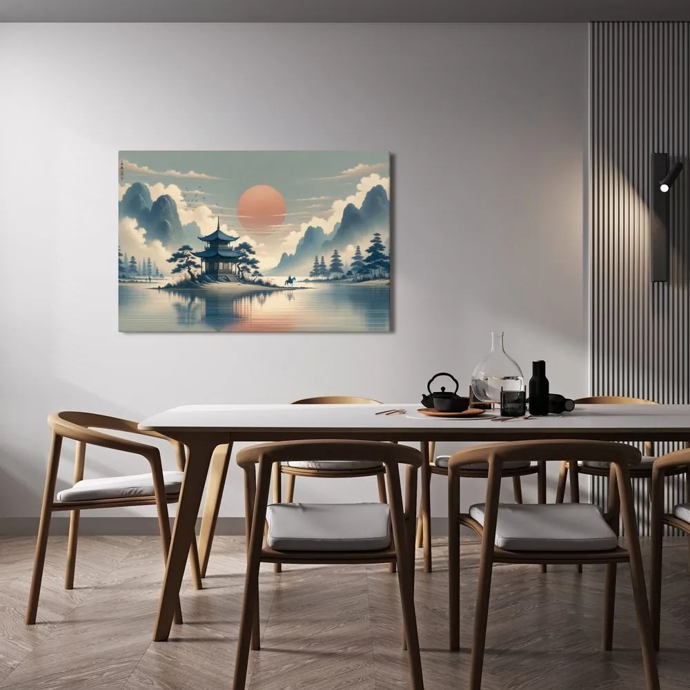 Kép japán templom és tó