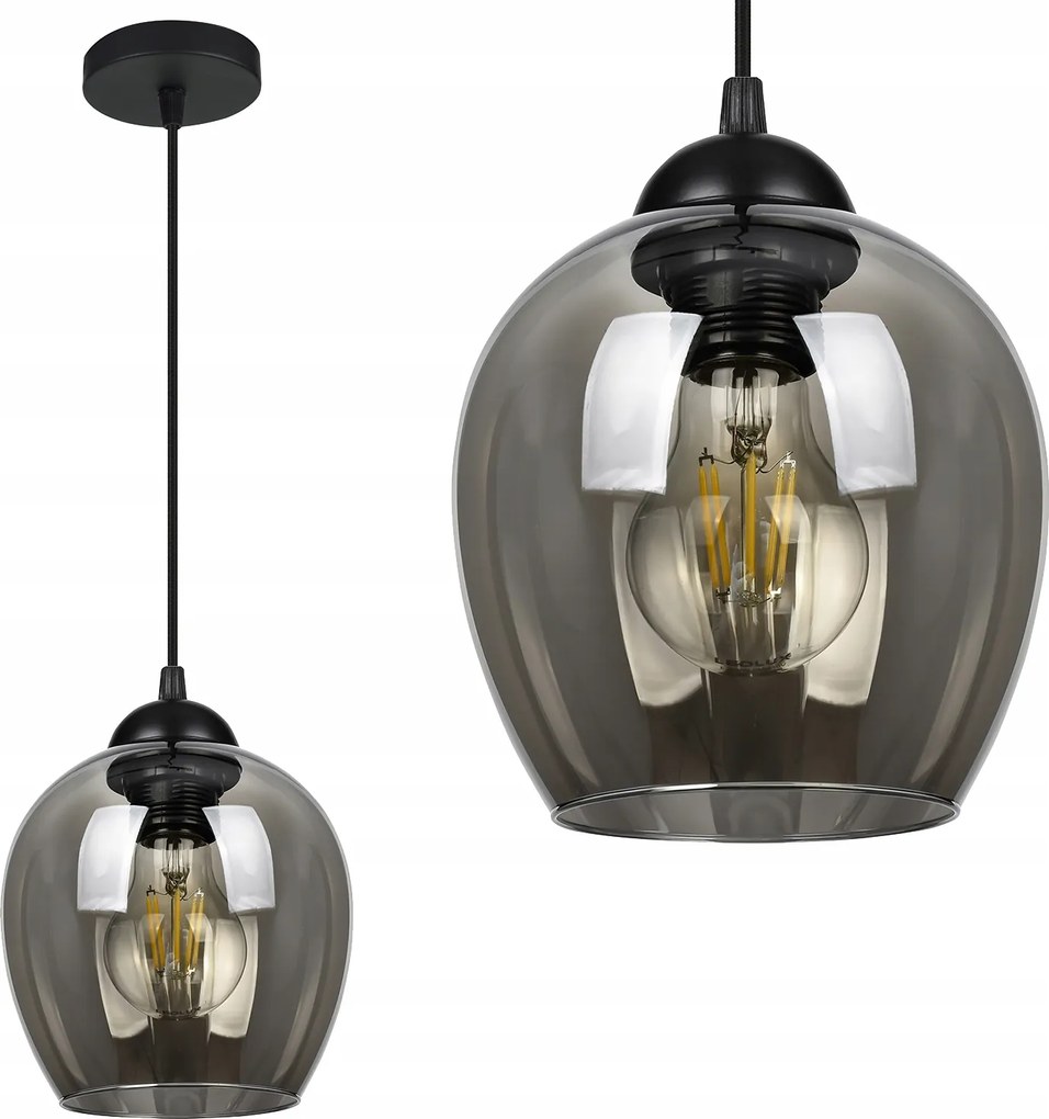 Led Függő Lámpa Mennyezeti Csillár Fekete Üveg Asztal felett Nappali