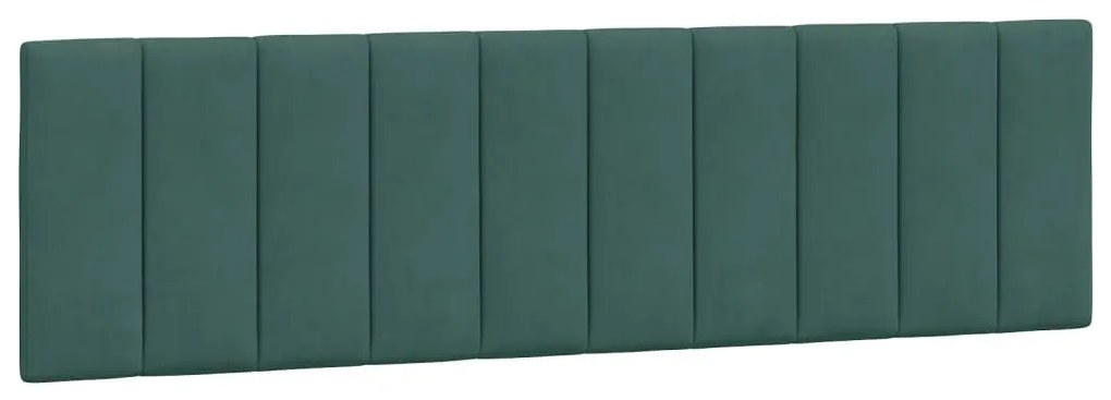 sötétzöld bársony ágykeret LED-világítással 180 x 200 cm