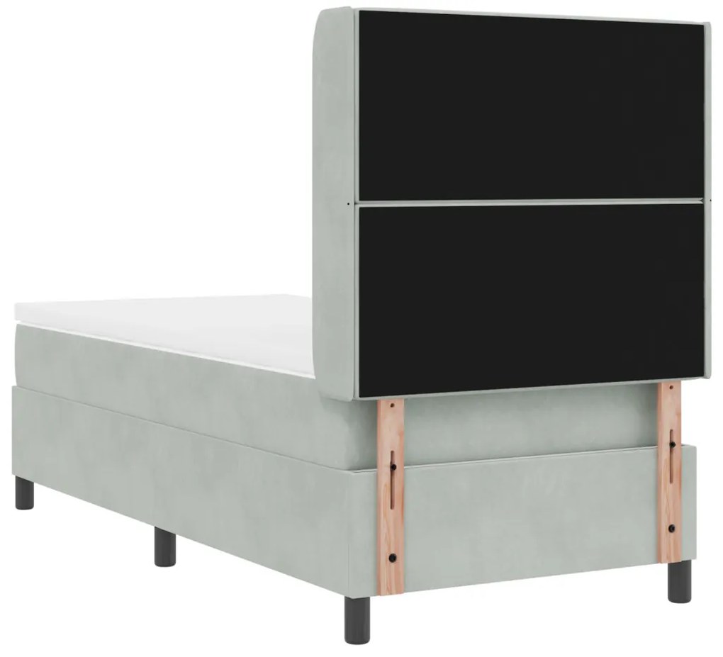 Boxspring Ágy Mattal és LED Fénnyel Szürke 90x190 cm Bársony