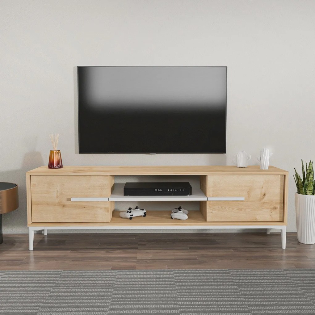 TV szekrény Eslem - Oak, White