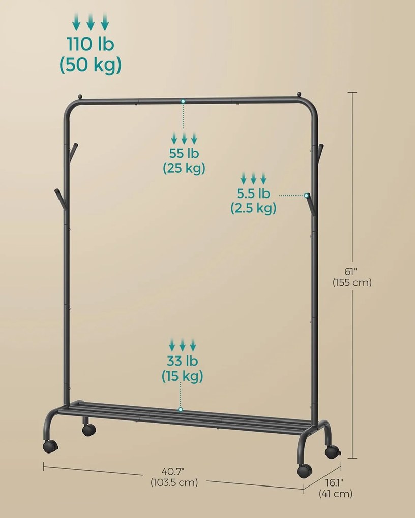 ruhatartó állvány 50 kg maximális teherbírással fekete színben