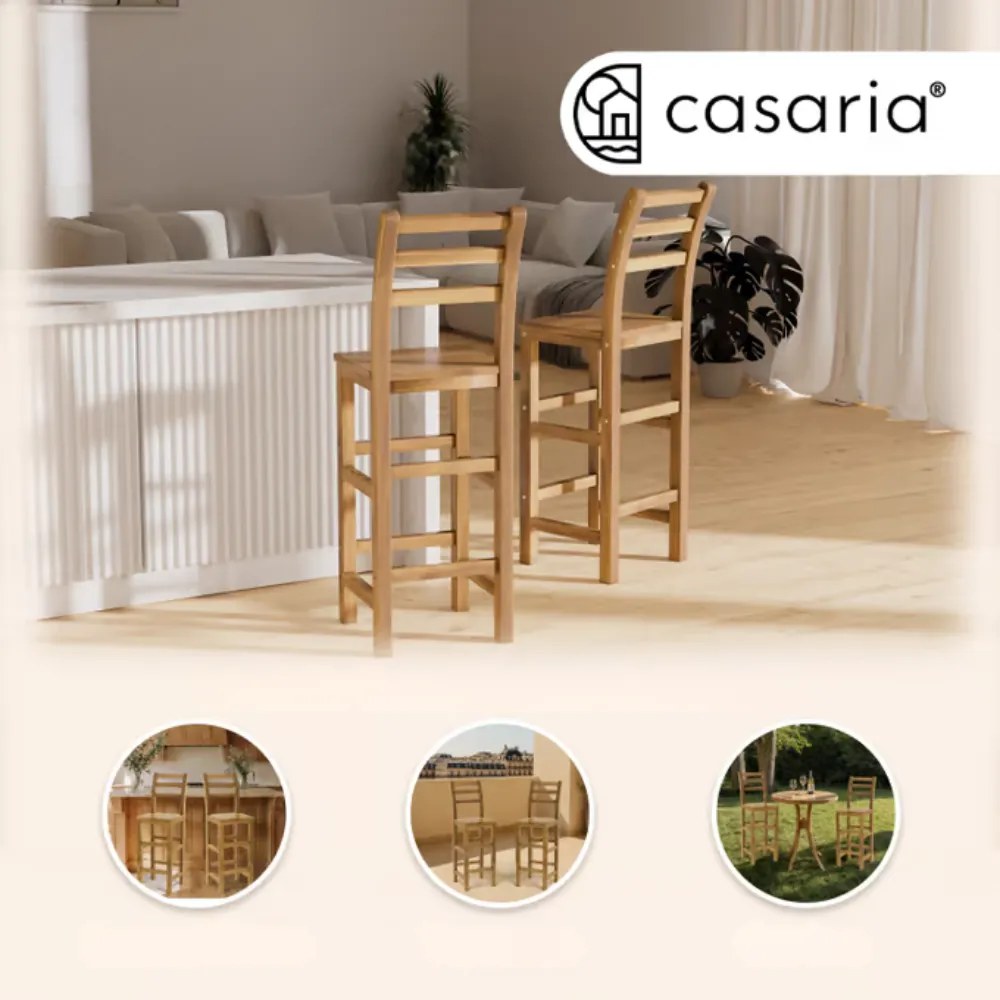 OSLO bárszék karfával, 2 db, 40x36x110cm, természetes barna Casaria