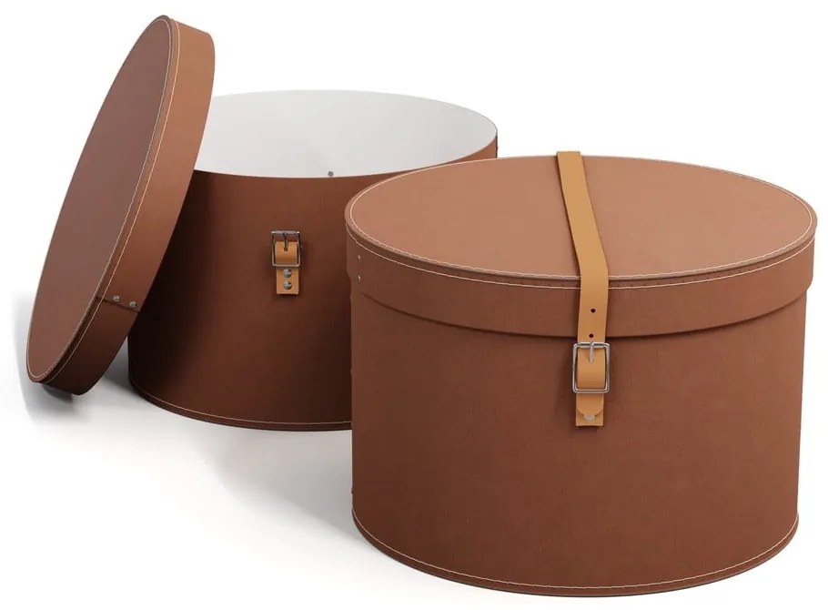 Barna fedeles karton tárolódoboz szett 2 db-os ø 37,5x25 cm Rut Restore Paper Laminate – Bigso