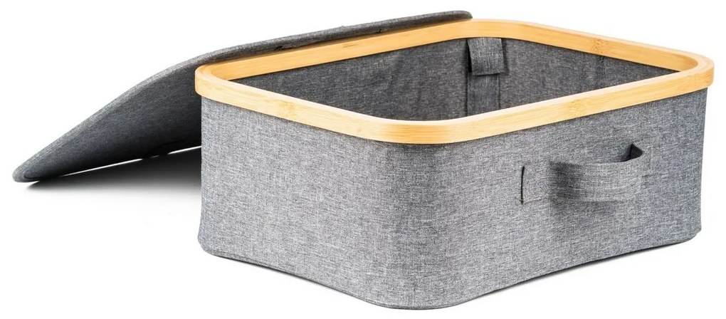 G21 tárolódoboz 40 x 30 x 15 cm, bambusz, fedéllel, szürke