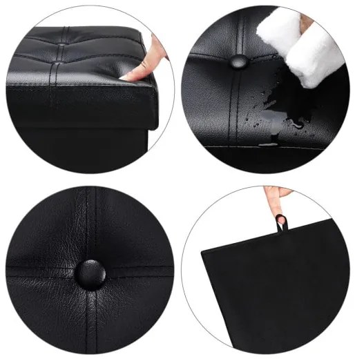 Casaria® Tárolós puff 38x38x38 cm - fekete