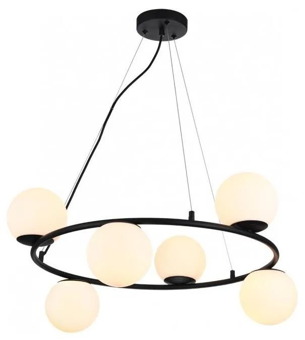 Redo 01-3158 - Csillár zsinóron BOWLING 6xE14/28W/230V fekete