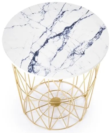 Kávésasztal HARISSA 41x42 cm arany/fehér márvány dekoráció