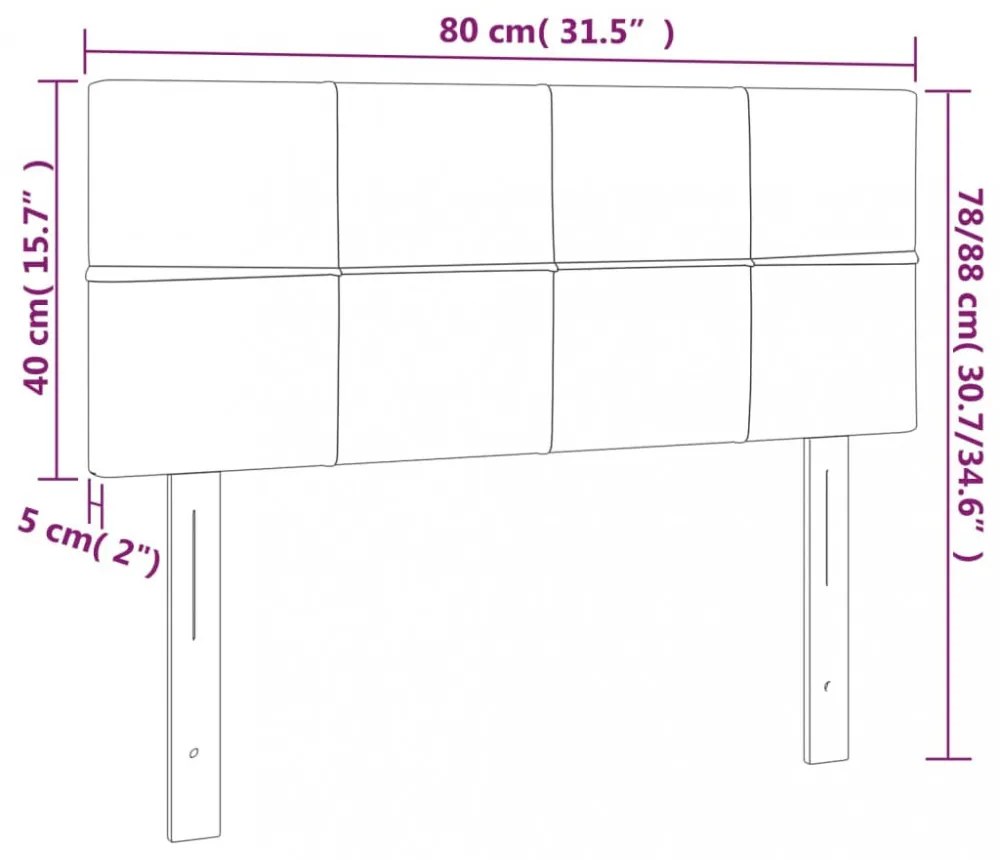rózsaszín bársony LED-es fejtámla 80 x 5 x 78/88 cm