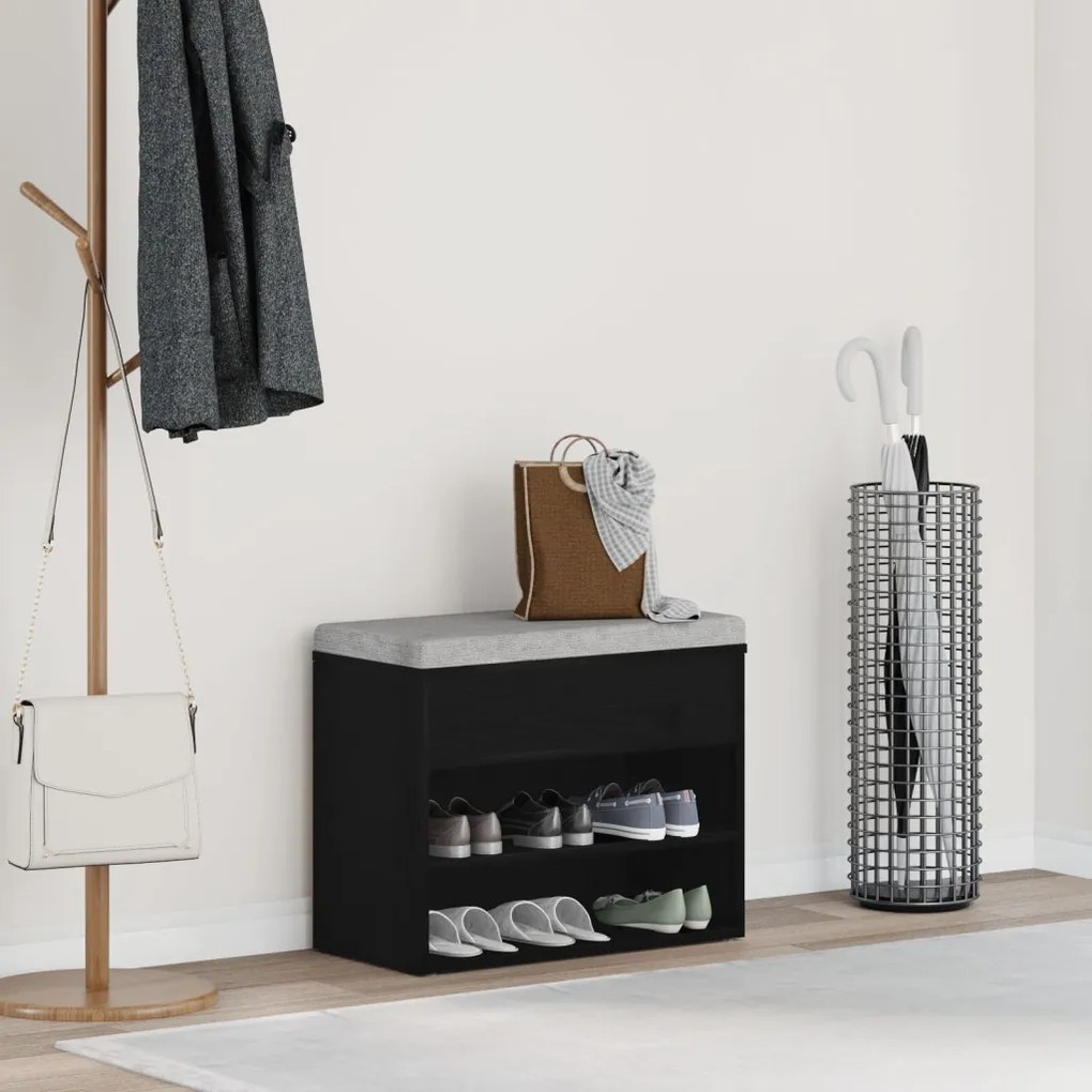 vidaXL Ülőpad Fekete Tölgy 60x30x45 cm Műanyag