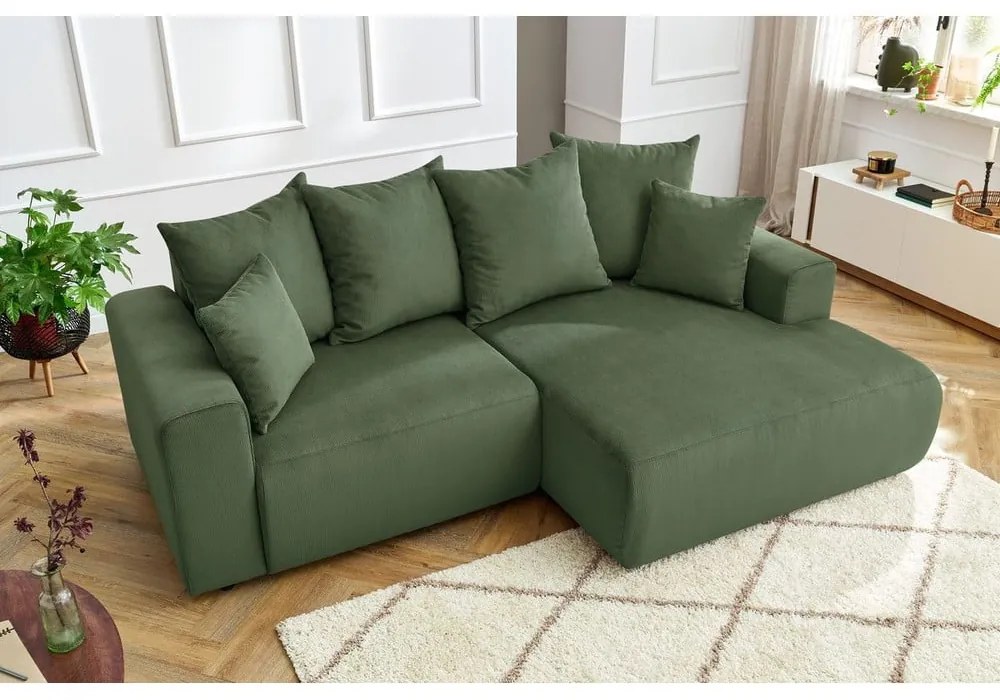 Zöld bársony sarokkanapé Enjoy – Bobochic Paris