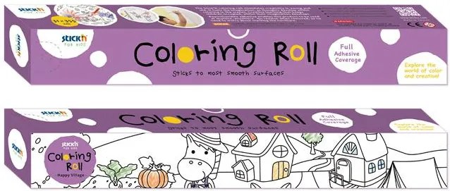 Színező tekercs, öntapadó, 31x355 cm, STICK N, vidám falu (SN29006)