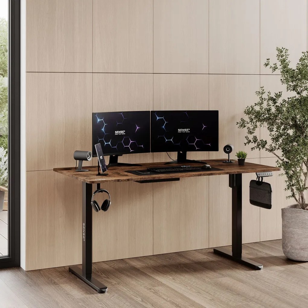 Állítható magasságú elektromos íróasztal Nojo 140x70cm fekete tölgy