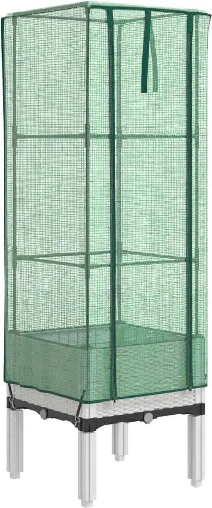 vidaXL rattan megjelenésű magaságyás melegháztakaróval 40x40x140 cm