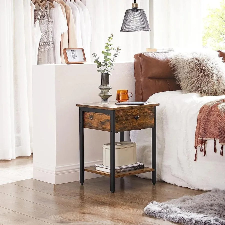 Éjjeliszekrény, oldalasztal fiókkal és polccal 40 x 55 x 40 cm