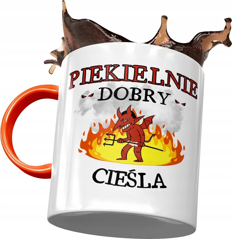 Narancssárga bögre ácsoknak Pokolian Jó Nyomtatott Fotóval