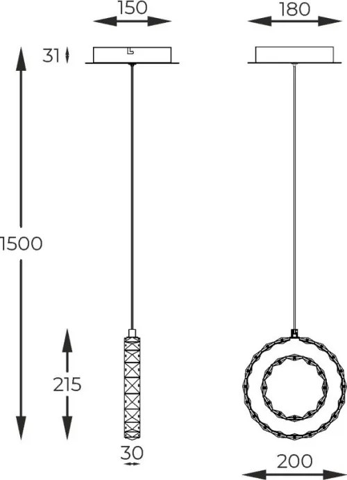 ZUMA LINE MD3713-1-3GT GIRONA Kristály Függesztett Lámpa Arany LED IP20