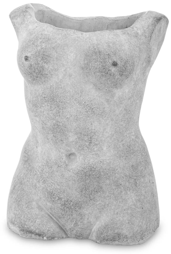 Cyrus design görög stílusú emberi test formájú szürke cement virágtartó kaspó váza 21x15x11cm