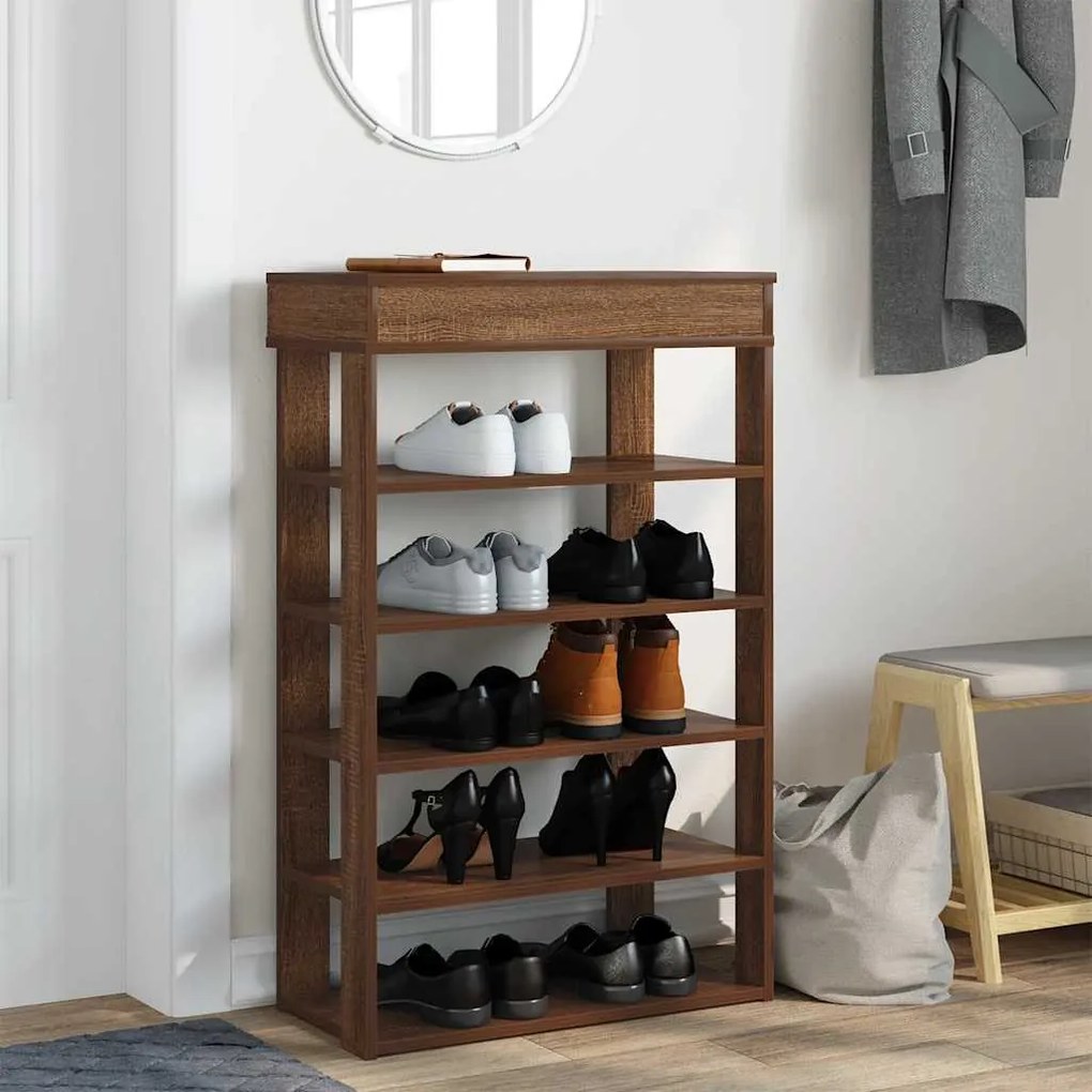 barna tölgyszínű szerelt fa cipőtartó 60x30x98 cm