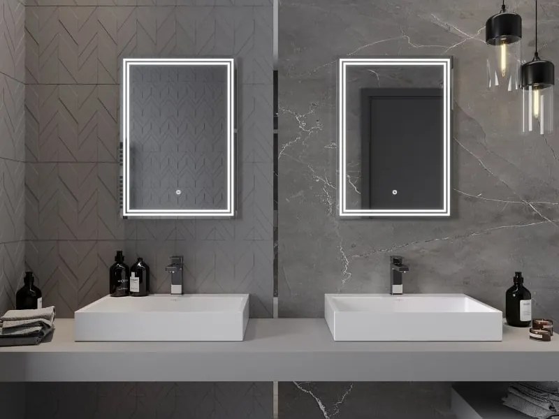 Mexen Taco LED világítású fürdőszobai tükör, 50 x 70 cm, LED 6000K, páramentes - 9805-050-070-611-00