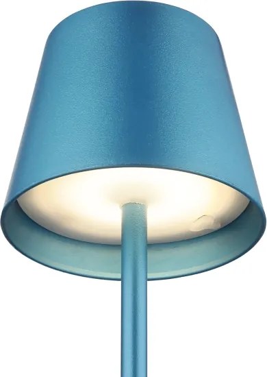 Globo 58488BL-LED VANNIE, fényerőszabályozható érintésvezérelt tölthető kültéri asztali lámpa 3W/5V IP54 1800mAh kék