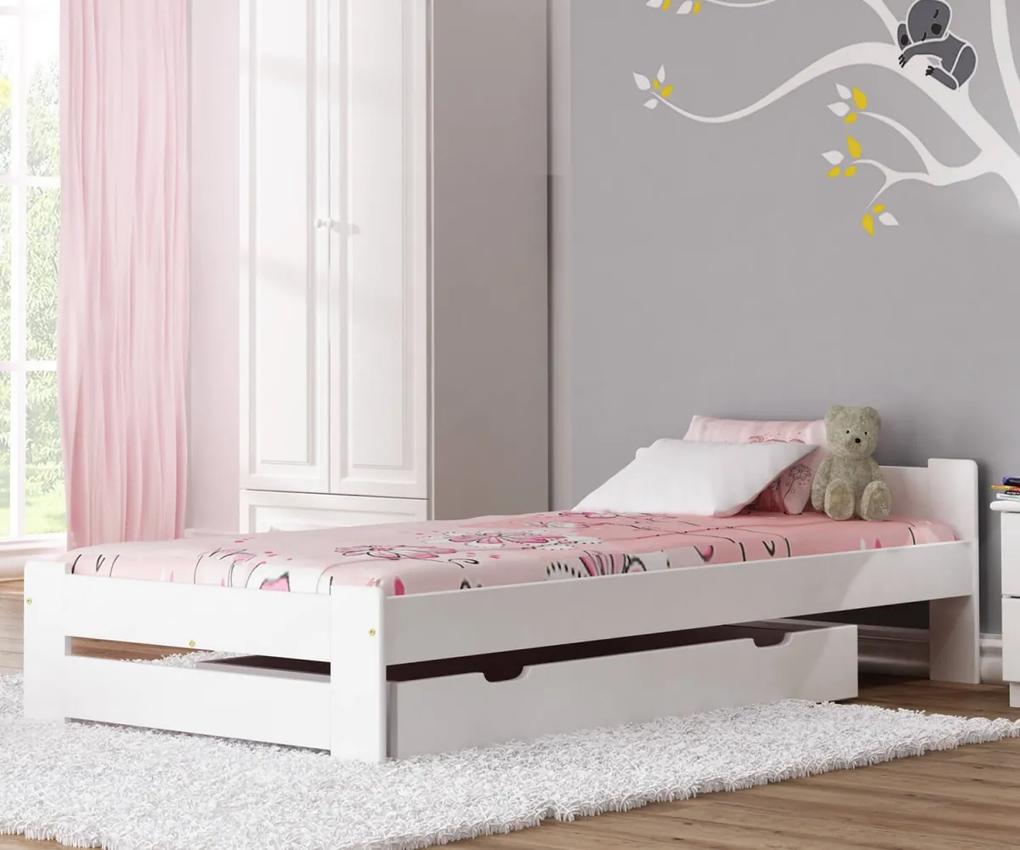 AMI nábytek Euro ágy tömör fenyő 90x200cm fehér