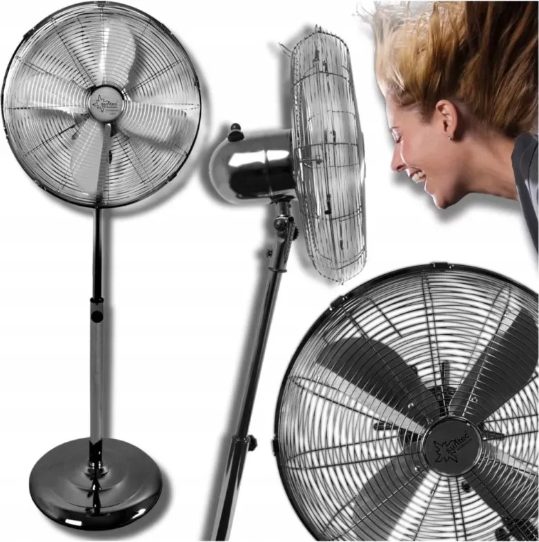 Álló Padlóventilátor Fém Szélmalom Csendes Erős Biztonságos Ø50 CM