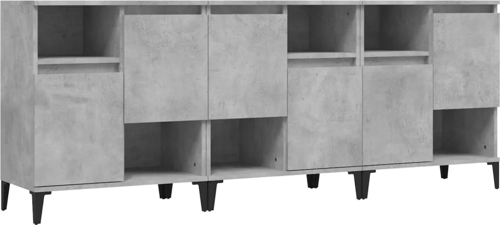 vidaXL 3 db betonszürke szerelt fa tálalószekrény 60 x 35 x 70 cm