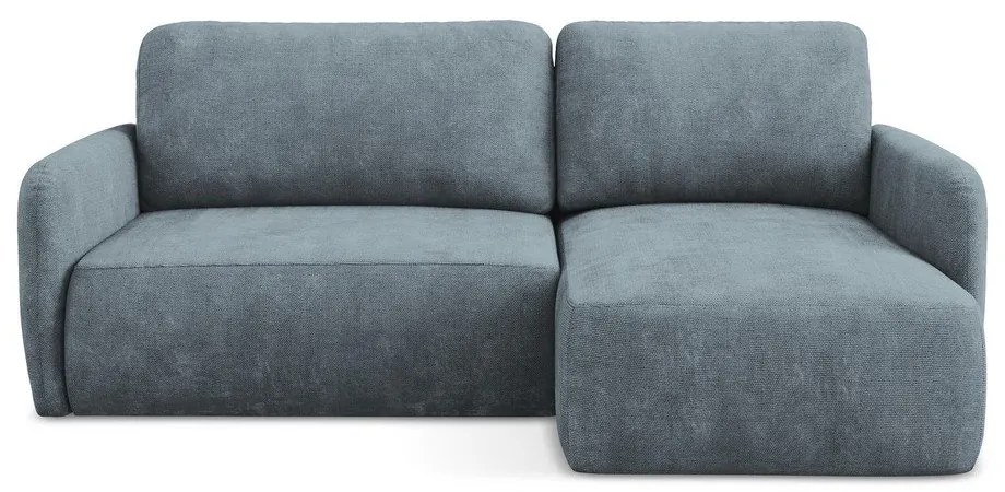 Szürkéskék zsenília kinyitható-tárolóhelyes sarokkanapé (jobb oldali-heverő résszel) Lilo – Makamii