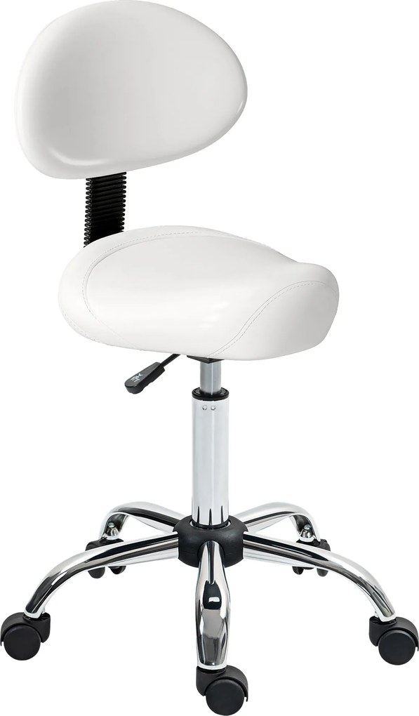 HOMCOM állítható, guruló forgózsámoly levehető támlával — magasság 83–98 cm | fehér műbőr | Aosom