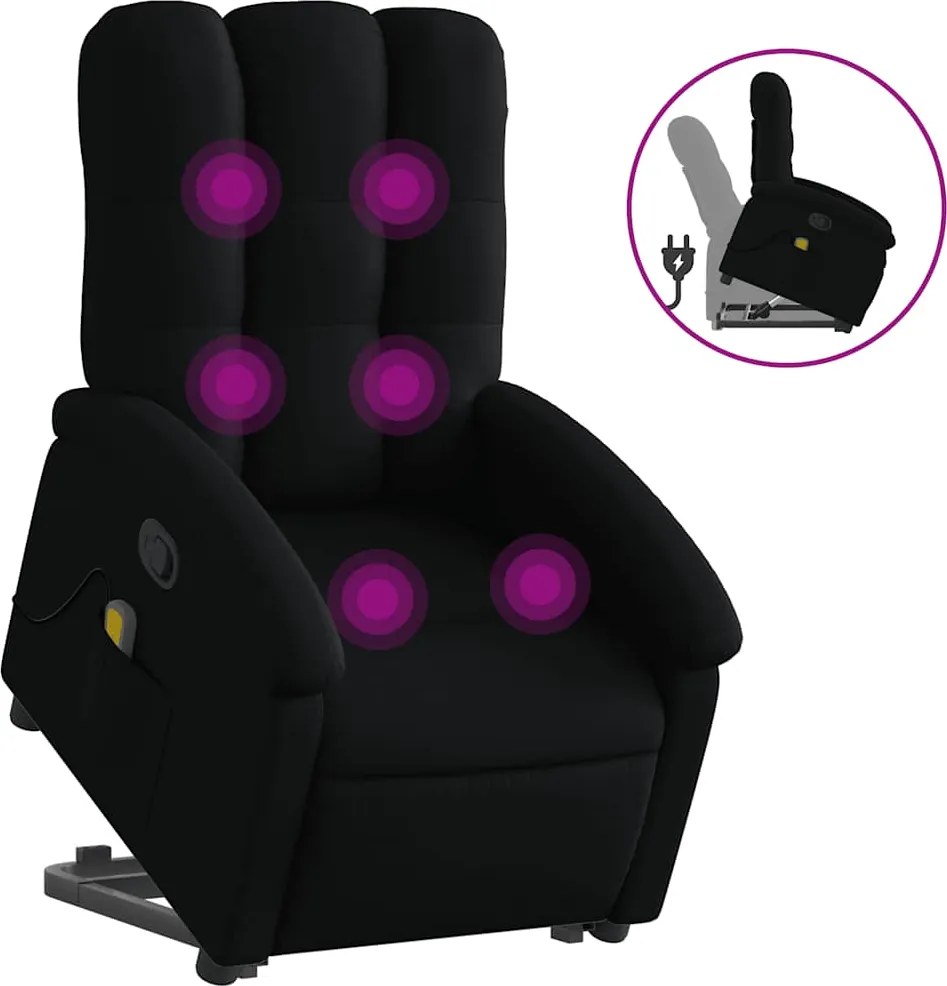 vidaXL fekete szövet dönthető masszázs- és állófotel
